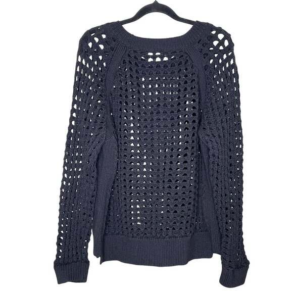 Vince Camuto Open Weave Perforated Knit Sweater Black Size Medium - Picture 4 of 7